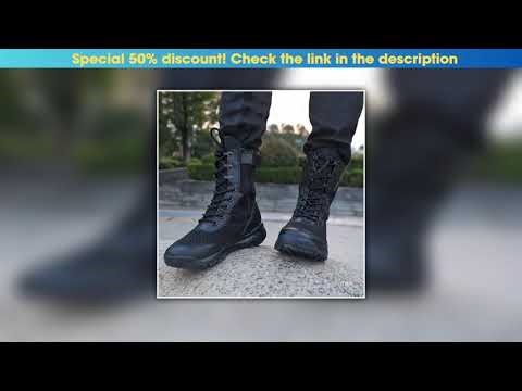 Deal Men Tactical Work Boots Spring Summer Ultralight Mesh Breathable Canvas Combat Training Shoes•