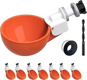 8 Pack Large Automatic Chicken Waterer Cups | Chicken Water Feeder | Poultry Water Feeder Kit | Tee Fittings Poultry Feeder Cups for Chicks, Duck, Turkey, Goose