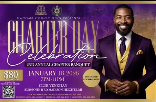 Omega Psi Phi Fraternity, Inc Tau Mu Nu Chapter 2nd Annual Chapter Day Banquet Jan 18, 2026 at 7:00pm to 11:00pm Club Venetian 20310 John R RD Madison Heights, Mi Come celebrate with the brothers of Tau Mu Nu Chapter-Omega Psi Phi Fraternity Incorporated for our Chapter Day celebration. A night filled with dancing, food, and laughter for our 2nd Annual Chapter Day Banquet. #TauMuNu #OmegaPsiPhi #ChapterBanquet 💜💛 | Metro Detroit NPHC