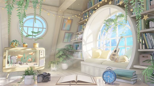 【场景 UI】三色动态VUP-小阁楼虚拟vtb主播直播文游视频背景