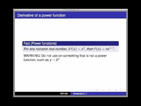 Screencast 2.1.1: Quick review - Elementary derivative rules