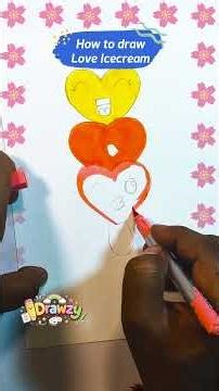 How to draw a cute love ice cream🍦 Step by step drawing for kids