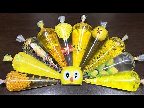 Making Yellow Clear Slime With Piping Bags | Satisfying Slime Videos