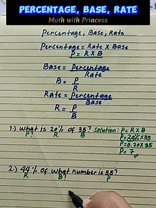 15K views · 1.6K reactions | Math Review: Percentage, Base, Rate #math #mathematics #mathreview Title: Mascara Artist: Sara Jaramillo Link: https://business.facebook.com/sound/collection/?sound_collection_tab=sound_tracks&asset_id=1016057646510002&reference=artist_attr | Math with Princess | Facebook