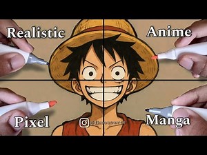 Drawing Luffy in 4 Different styles! 😱