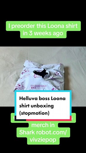 Helluva boss Loona shirt unboxing (stopmotion) @Shark Robot #vivziepop #unboxing #longsleeveshirt #stopmotionunboxing #loonahelluvaboss #sharkrobot #loonahellhound #loonahelluvaboss #helluvabossmerch #stopmotionanimation #unboxingvideo
