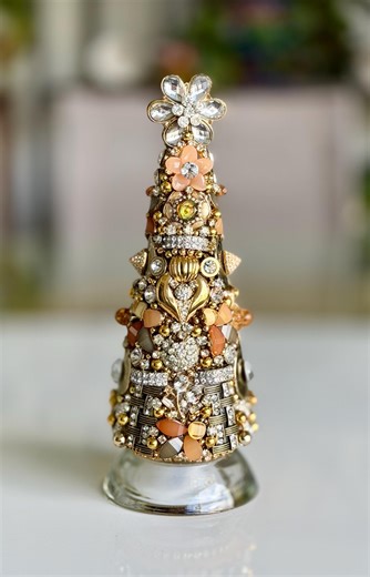 Jeweled Golden Mini Christmas Tree - Etsy