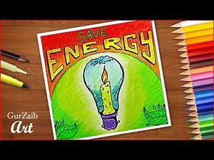 How to draw save energy poster chart drawing for competition ( very easy) step by step