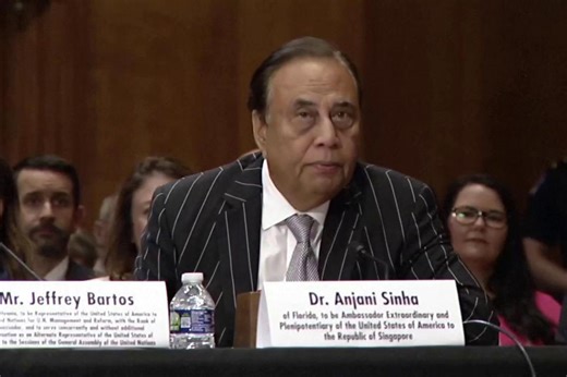 Trump’s ambassador nominee to Singapore Anjani Sinha has a rough day at Senate hearing