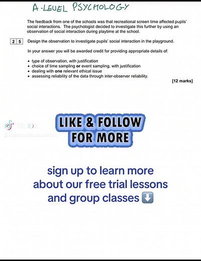 A-Level Psychology: Scoring 12 Marks on Research Methods