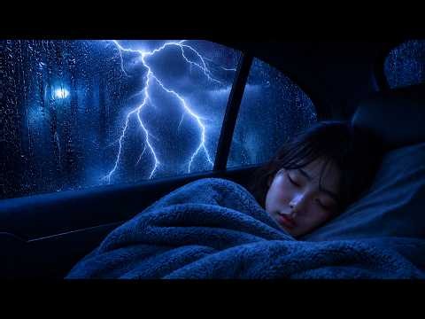 96% Sleep in 5 Minutes | Heavy Rain and Relaxing Night Thunder for Anxiety Relief