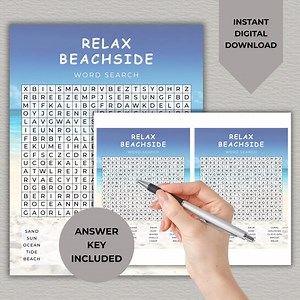 Beach Word Search Games | Printable Summer Activity | Relax Beachside Puzzle for All Ages | Instant Download PDF - Etsy