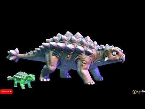 Colorful Virtual 3D Hologram Video of Dinosaurs - Stegosaurus, Tyrannosaurus, Velociraptor