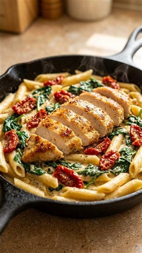 Creamy Tuscan Chicken Pasta Recipe 🍝 (Easy 20-Min Dinner)