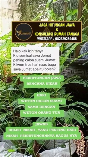 PERHITUNGAN JAWARENCANA NIKAHHARI WETON CALON SUAMI SAMA DENGAN WETON ORANG TUA