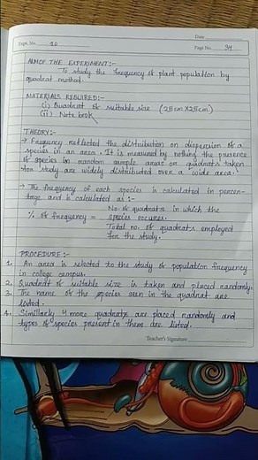 Botany practical -frequency of plant population by quadrat method