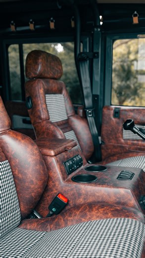 1.9K views · 180 reactions | Who knew Bellissimo Balsamic leather was the perfect interior for a custom soft top Land Rover Defender 110? Our Project Huey, a soft top Keswick Green 1988 Defender 110 with Kahn 1947 Heritage Steel wheels. Shaping the vision of custom classic vehicles. #landrover #landroverdefender #Defender110 #huey #defenderV8 #LS3 #kahn #steelwheels #keswick #keswickgreen #softtop $ECDA #bellissimobalsamic #carinterior | ECD Auto Design | Facebook