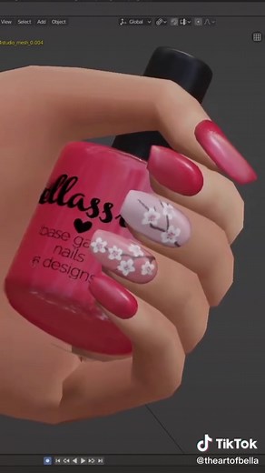 Custom Cherry Blossom Nails in The Sims 4