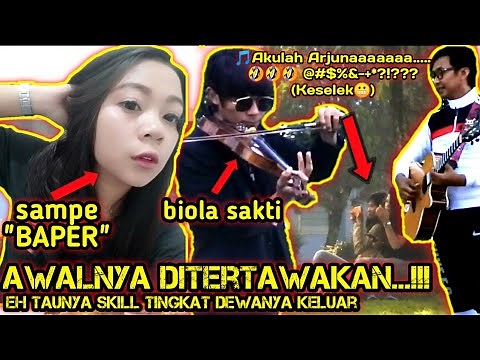 AWALNYA DITERTAWAKAN MAEN BIOLA NYANYI KACAU singing in public - prank indonesia