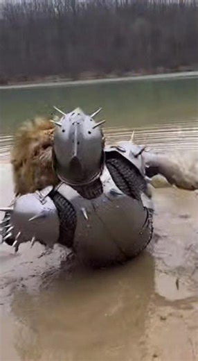 Could you believe lion can attack on the armor man 😰