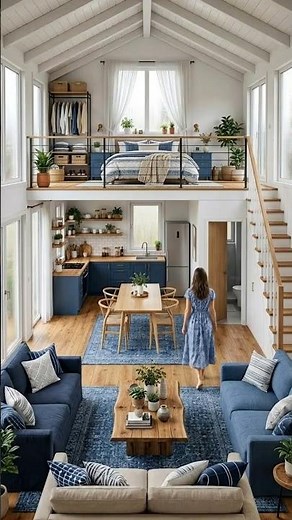 Modern Tiny House Tour | Cozy Loft Design & Blue Aesthetic Interior