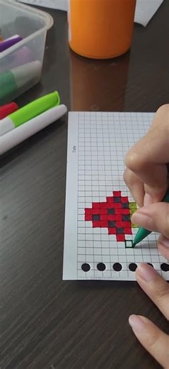 Simple Watermelon Pixel Art 🍉 Time-Lapse! #fruits #coloring #pixelart #fyp