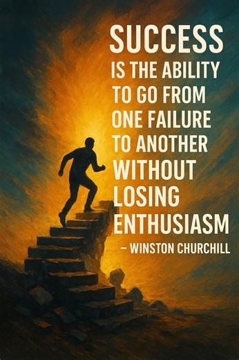 "Success = Moving Through Failures 💪 | Winston Churchill Quote»