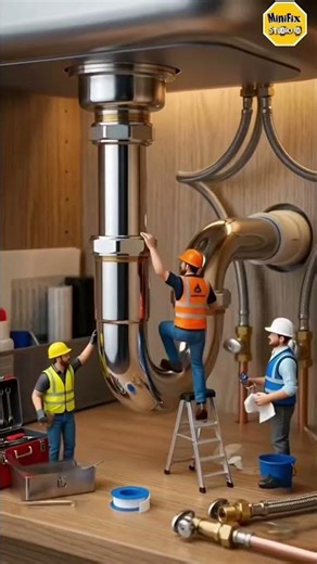 Miniature Plumber Installs Sink Drain Like a Pro! 🔧💧. #miniature