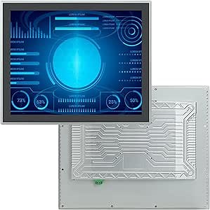 19 inch Industrial Embedded Touchscreen Monitor, Capacitive Multi-Touch Screen Industrial Front IP65 Monitor Built-in Speakers, HD-MI in, USB, VGA, 16:10 1280x1024 Display
