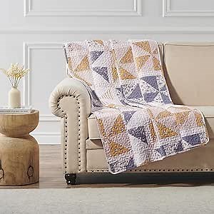 Greenland Home Pinwheel & Posey Quilted Throw Blanket, 50 x 60 in, Peach