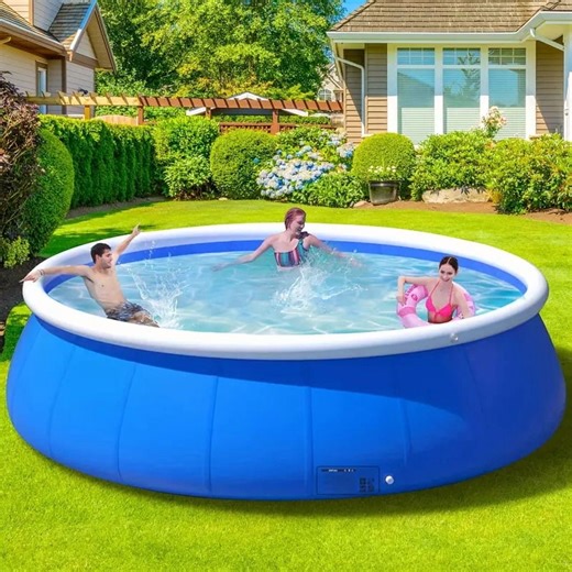 Inflatable Swimming Pool 244*63cm Butterfly Pattern Coil Mesh Thickened PVC Kiddie Pool Large Capacity Family Lounge Pool for Backyard Garden Patio Outdoor Summer Water Play