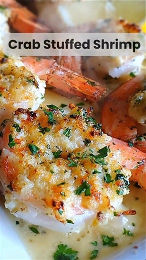 Crab Stuffed Shrimp Golden, juicy shrimp overflowing with rich crab stuffing — this dish is a showstopper that brings restaurant flavor straight to your table! Ingredients 1 lb large shrimp, peeled and deveined (tails on) 1 cup lump crab meat 1/4 cup breadcrumbs 2 tbsp mayonnaise 1 tbsp Dijon mustard 1 tbsp lemon juice 1 tbsp chopped parsley (plus more for garnish) 1 garlic clove, minced 1/4 tsp paprika Salt and black pepper, to taste 3 tbsp melted butter Instructions Preheat oven to 400°F (200°