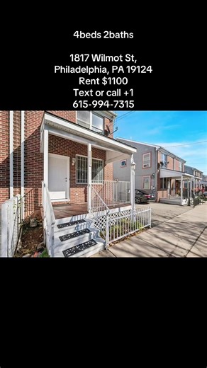 4 beds 2 baths 1,645 sqft 1817 Wilmot St, Philadelphia, PA 19124 Welcome to 1817 Wilmot Street — a beautifully updated twin home offering 4 bedrooms and 1.5 bathrooms across 1,645 square feet of living space. This spacious residence is move-in ready, featuring modern upgrades throughout, including renovated bathrooms, a refreshed kitchen, and new flooring. Inside, you'll find four generously sized bedrooms that provide ample space. The first floor showcases gleaming hardwood floors and is filled