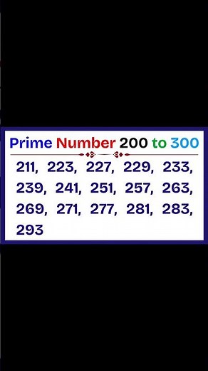Prime Numbers 200 to 300/Prime Numbers Between 200 and 300/200 to 300 prime Numbers #primenumber