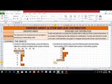 Ordered Array and Stem and Leaf Distribution