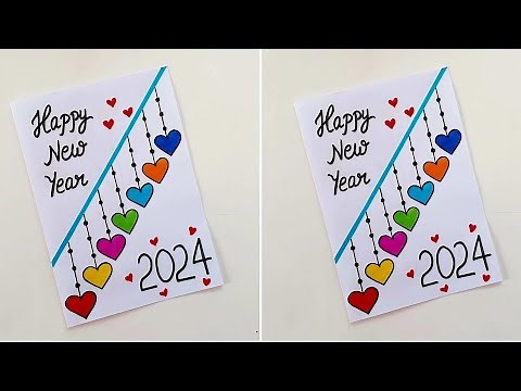 Easy & Beautiful white paper New year Card making |Handmade Happy New year 2024 |DIY Greeting Card