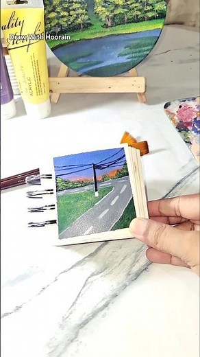 🎨 Mini Landscape Painting in Sketchbook | Satisfying Acrylic Art