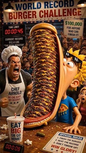 WORLD'S BIGGEST BURGER EATING CHAMPION #shorts #challenge #foodchallenge