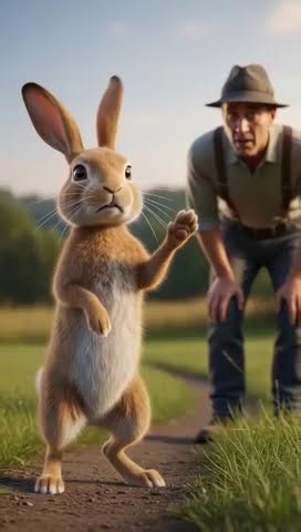 A rabbit’s friend is in trouble other rabbit ask to help a farmer he helped and they are happy