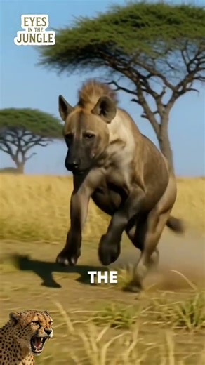 wild charge: powerful hyena sprinting at full speed #animals #wildanimals #hyena