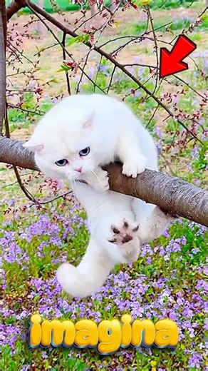 This cat is stuck in a tree and needs a ladder to get down. What kind of ladder would you give him?😱