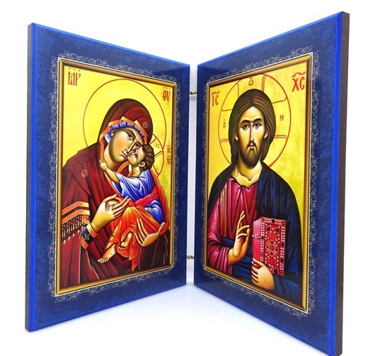 Orthodox Icon Diptych: Jesus Christ and Holy Theotokos, Byzantine Home Decor - Etsy