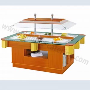 [Hot Item] Heavy-Duty Refrigerated Salad Bar Table with LED Lighting for Supermarket Use and Restaurant Buffet
