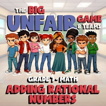 Adding Rational Numbers BIG UNFAIR Math Game - No Prep Grade 7 Review Activity
