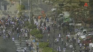 WATCH: Myanmar police used tear gas and broke up protests on Sunday as thousands of people across the country took to the streets to demonstrate against the military coup. Read more: https://cna.asia/3dU0Rju | CNA