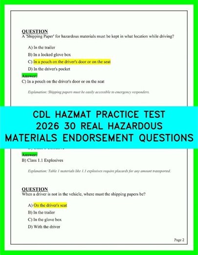 CDL HAZMAT PRACTICE TEST 2026 | 30 REAL HAZARDOUS MATERIALS ENDORSEMENT QUESTIONS VIDEO | EXAM.