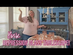 Pink Depression Glass Tablescape! America's Sweetheart and Royal Lace plus many more!