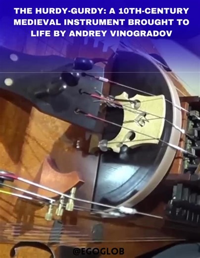 EGO GLOB on Instagram: "The hurdy-gurdy is a mechanical string instrument that produces sound not by bowing or plucking but by a hand-cranked rosined wheel that continuously rubs against the strings, acting like a wheel-bow. ￼ • Mechanism: A wheel turned by a crank rubs the strings. One hand turns the crank while the other hand plays a small keyboard of tangents (wooden or metal wedges) to change the pitches of the melody strings. ￼ • Drones: It typically has several drone strings that sound con