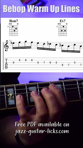Bebop Jazz Guitar Melodic Line - Warm up Exercise /// Free PDF #jazz #guitar