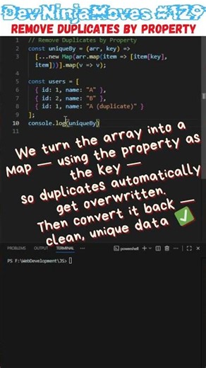 Remove Duplicate Objects in One Line| Dev Ninja Moves 129 #javascript #coding #javascriptinterview